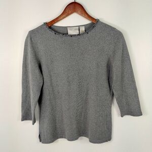 Emma James Silk Cashmere Blend Sweater Gray Size Medium